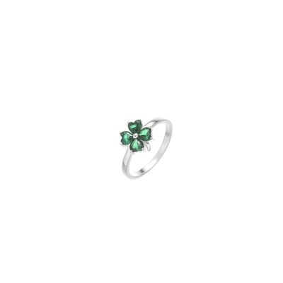 Grá Collection Green Stone Clover Ring Sterling Silver